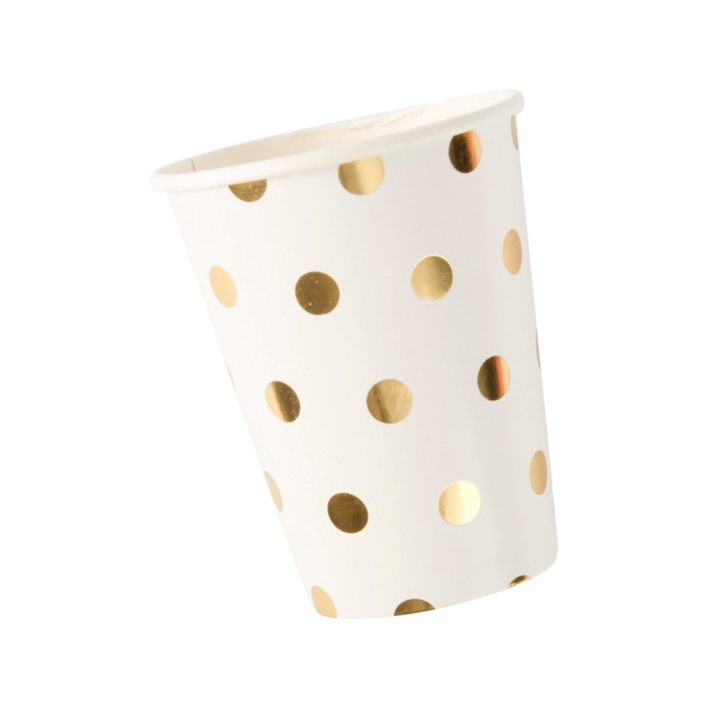 6 Metalic Gold Polka Dot Cups